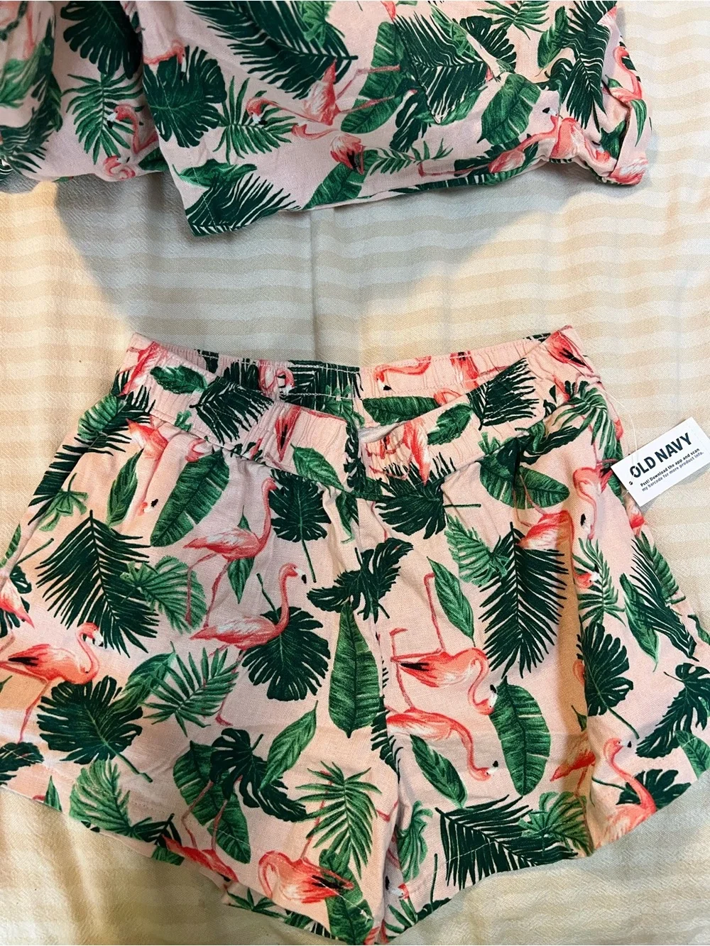 Girls Old Navy Pink Tropical Flamingo Matching Set size 8